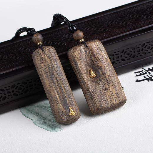 xy0652，沉香+砂金佛平安无事牌挂件 商品图6