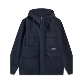 李宁男子2025春季秋连帽健身风衣运动外套AFDV187-1