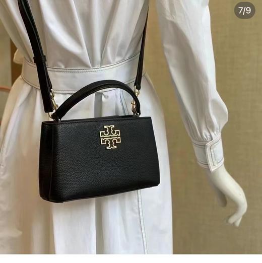 D102172百搭款黑色荔枝纹牛皮金属浮雕logo可手提斜挎迷你戴妃包 商品图7