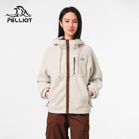 伯希和抓绒衣女款户外加厚防风运动外套保暖连帽羊羔绒休闲上衣
