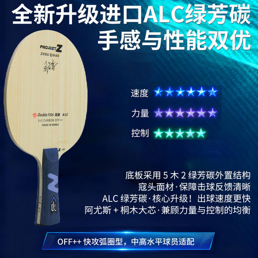 Doublefish双鱼周启豪国手同款乒乓球底板ProjectZ绿芳碳素纤维底板 商品图3