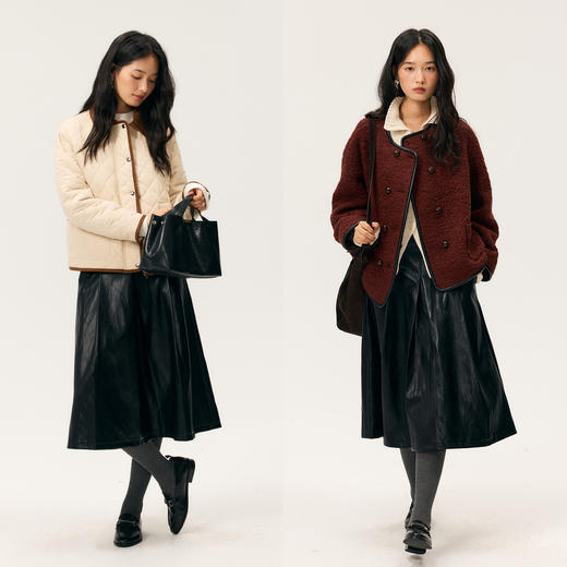 HeyDressA摆叠褶皮革半裙 商品图3