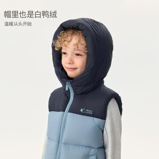 【无氟防泼水】马克珍妮男女童超轻加厚羽绒马甲冬装新款551686 商品图3