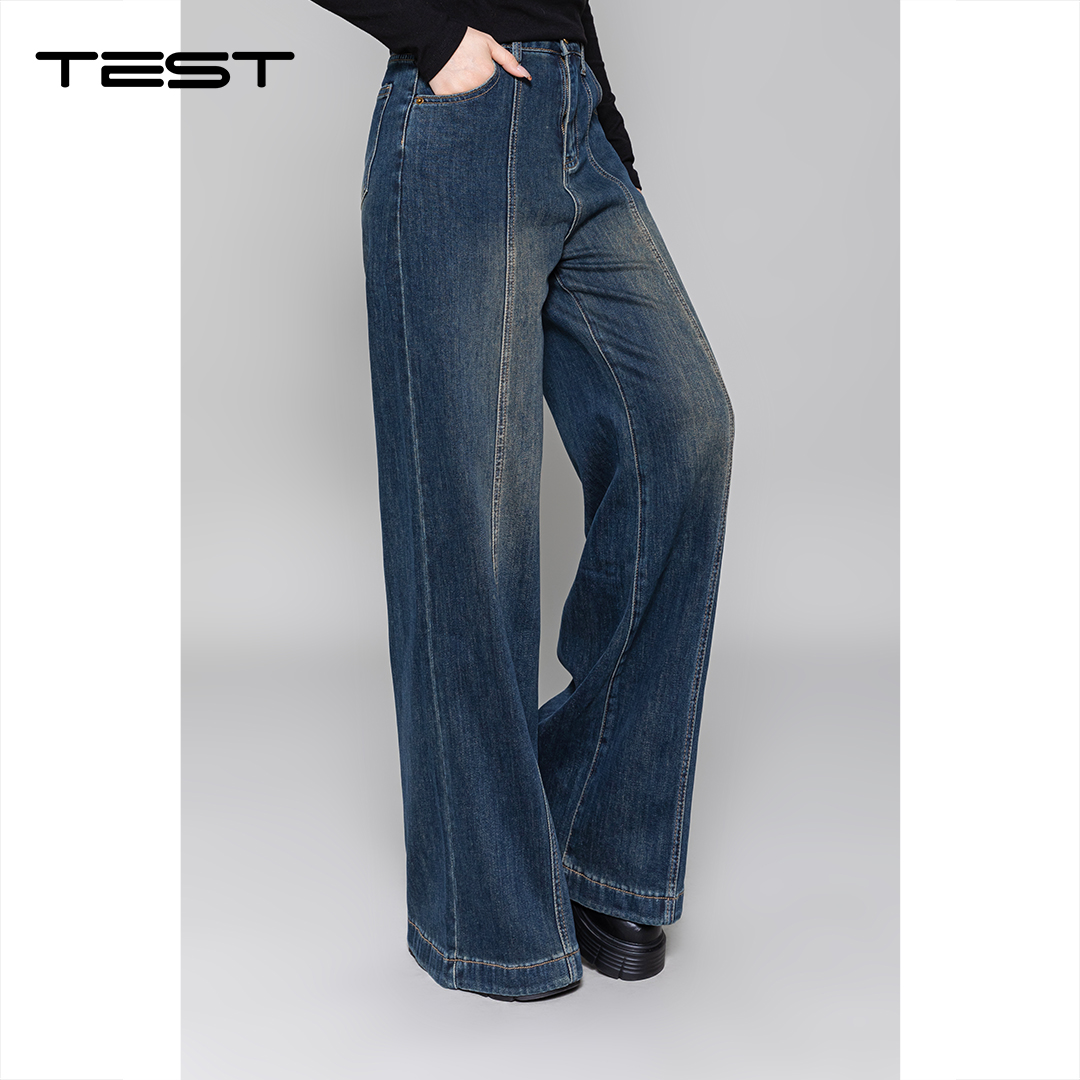 冬上新时尚潮人宽松版型阔腿百搭牛仔裤3254004