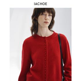 棉仓3661506003-【蘑菇蘑菇】全羊毛纽扣毛衣