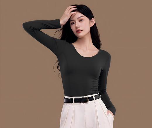 ³清仓39.8元两件 只有上衣【羊绒蛋白保暖衣】修身款 喜欢宽松请拍大一码随型裁打底衣 双面磨毛 单拍一件不发货 XN03-CRMM-FH 商品图4