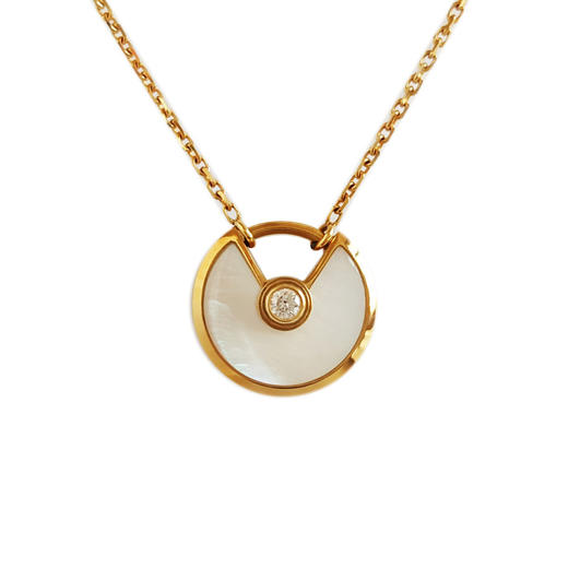 【95新】Cartier卡地亚Amulette系列白贝母护身符18k黄金单钻项链 链长约41cm女士071025NJS05 商品图0