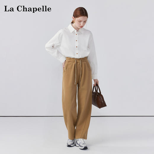 会员福利【高克重/显瘦弯刀裤】拉夏贝尔/La Chapelle宽松阔腿百搭香蕉库高腰显瘦显腿直弯刀裤牛仔裤 商品图1