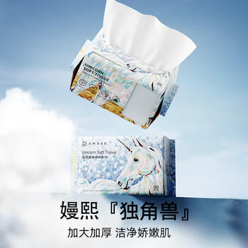 嫚熙（EMXEE）独角兽绵柔巾婴儿一次性洗脸巾干湿两用便携抽取旅游出差 10抽1包 商品图2