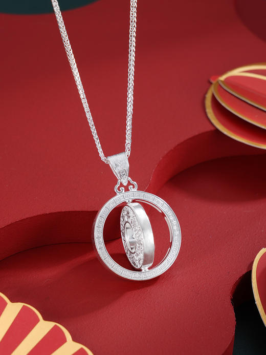 子佩集【八宝福盘】S990银吊坠【QFDZ044】花丝吊坠可旋转（不含链）2510 商品图2