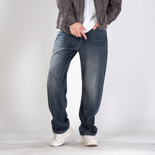 DRONKOO 2025 半松紧腰表袋上方斜织带棕标中厚牛仔长裤 商品图1