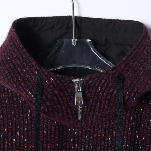 WY1172SDSA秋冬新款痞帅男装潮牌绒毛拉链立领连帽针织卫衣时尚套头上衣 商品图2