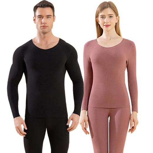【男女竖条纹保暖内衣套装】德绒远红外自发热   亲肤不刺激   5A抑菌 商品图4