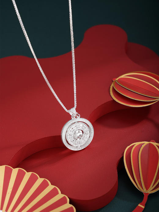 子佩集【八宝福盘】S990银吊坠【QFDZ044】花丝吊坠可旋转（不含链）2510 商品图7