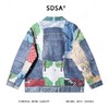 SW8004SDSA秋冬新款痞帅男装嘻哈高街印花拼接翻领牛仔夹克设计感外套 商品缩略图5