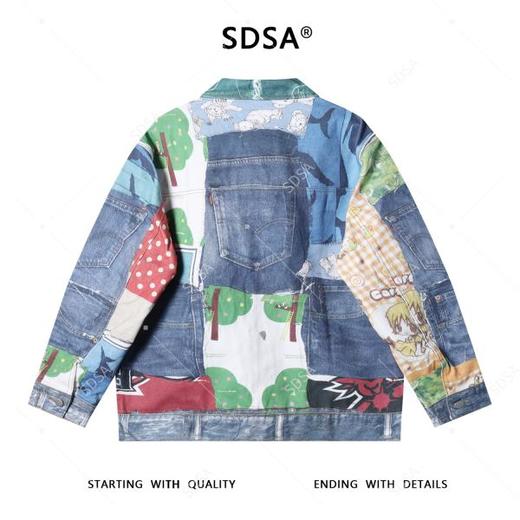 SW8004SDSA秋冬新款痞帅男装嘻哈高街印花拼接翻领牛仔夹克设计感外套 商品图5