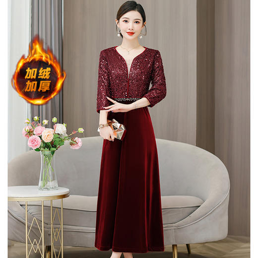 雀说宴装礼服裙新款重工亮片敬酒连衣裙AL6977 商品图0