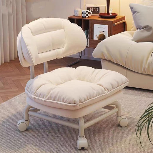 网红懒人靠背椅子家用板凳万向轮圆凳带娃神器小凳子滑轮矮凳新款新品 商品图0