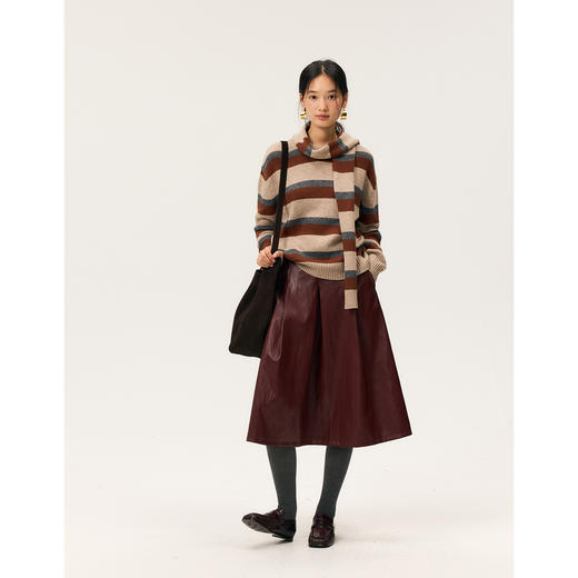 HeyDress宽松条纹围巾毛衣 商品图1