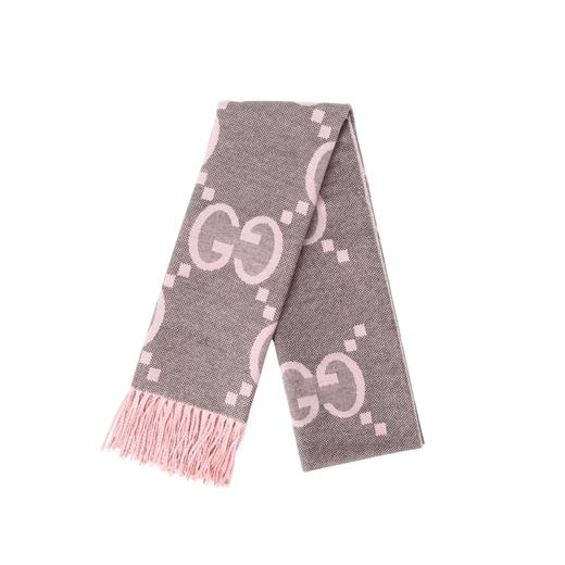 古池 灰粉色双面提花双面围巾 商品图4