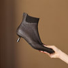 【预售5天】4.5cm牛皮尖头短靴女秋冬棕色切尔西靴子新款细跟弹力瘦瘦靴DMJFG&9558F 商品缩略图0