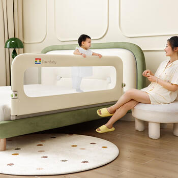 兔贝乐婴儿童床围栏宝宝护栏防摔防护栏床围防掉床边挡板 2.0芝白一面 商品图0