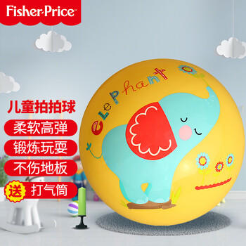 费雪（Fisher-Price）儿童玩具球 宝宝小皮球拍拍球22cm(黄色 赠打气筒)生日礼物礼品 商品图0