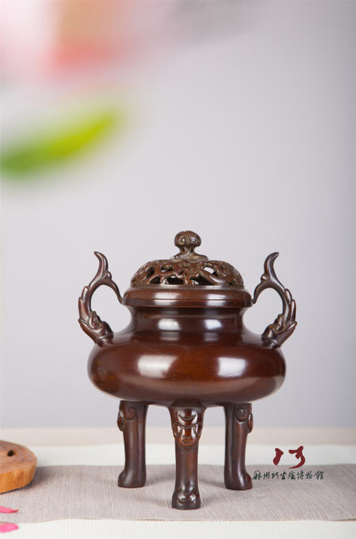 陈巧生制  c089鳌龙耳鼎熏炉 仿古宣德炉铜炉 香炉摆件 商品图1