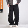 DRONKOO 2025 松紧腰左横右斜拉链装饰复合绒厚轻工装长裤 商品缩略图0