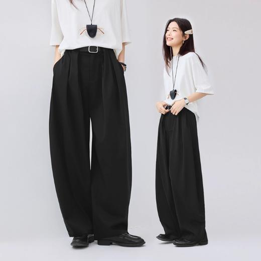 佐丹奴女装25年[卢正义明星款]老钱风压褶半松紧阔腿西装香蕉裤18415604 商品图0