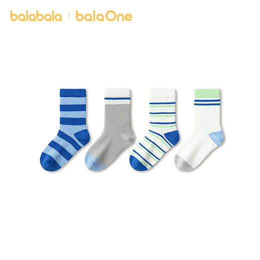 【balaOne】巴拉巴拉儿童袜子春秋男童女童棉袜学生打底四双装 商品图4
