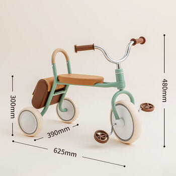 kidpop儿童三轮车脚踏车1-4岁童车复古轻便宝宝三轮自行车周岁礼物绿色 商品图2