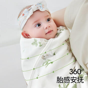 贝肽斯婴儿包单新生儿产房纯棉襁褓巾防惊跳包巾四季包被兔+象85cm2条 商品图0