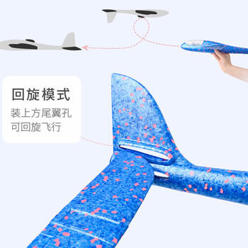 憨憨乐园 手抛泡沫户外飞机玩具儿童手扔六一儿童节礼物48cm全机身灯光-蓝 商品图2
