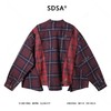 SDSA秋冬新款痞帅男装嘻哈宽松撞色拼接格纹圆领长袖衬衫百搭衬衣 商品缩略图4