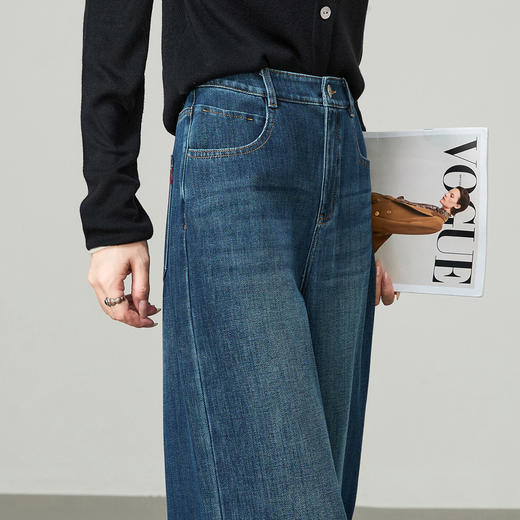 【四面弹-阔腿裤】逸阳秋新品软垂舒适高级感显瘦高个子牛仔长裤7261 商品图4