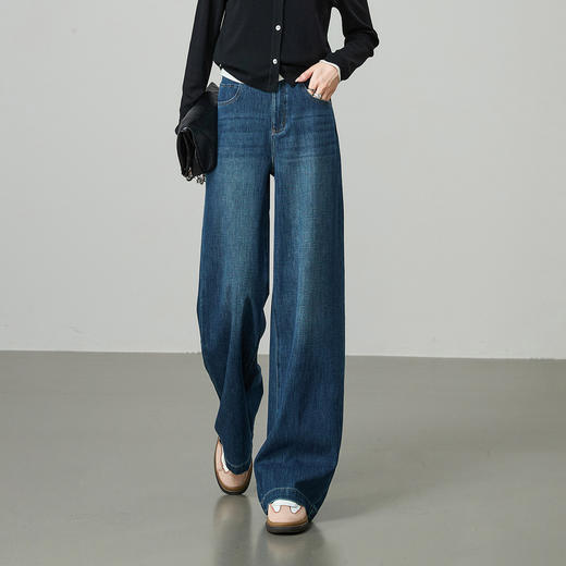 【四面弹-阔腿裤】逸阳秋新品软垂舒适高级感显瘦高个子牛仔长裤7261 商品图1
