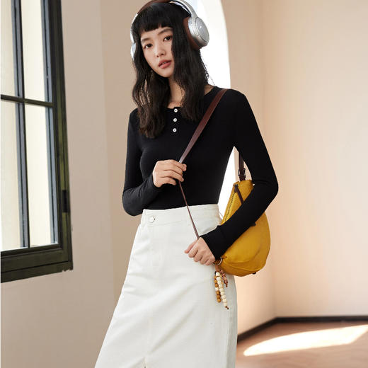 SPLELED 复古亨利领羊绒衫 兰精莫代尔纤维+黄金产区山羊绒混纺，黑科技自发热 蓬松软糯，保暖效果好 商品图4