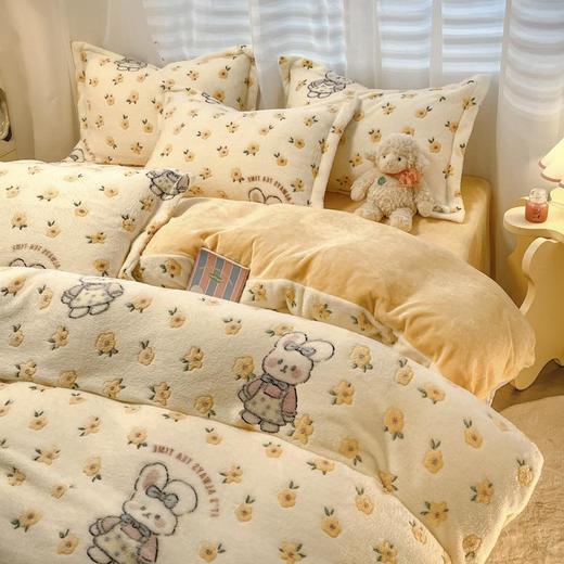 【加厚雪花绒牛奶绒四件套】床品保暖冬季加绒被套法兰绒床单三件套 商品图1