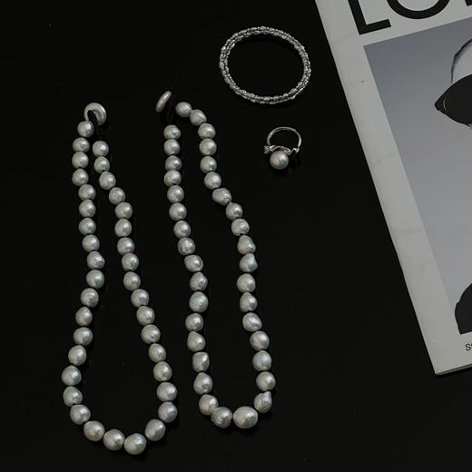 QOQI 淡水巴洛克9-10mm ji光皱皮 纽扣珠约14mm 总长约46cm 商品图0