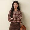 【严选】诗凡黎港式复古通勤衬衫2025秋冬新款撞色格纹长袖气质翻领上衣女7G9320971 商品缩略图0