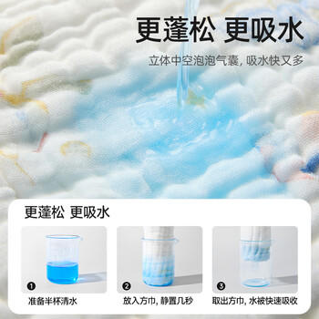 贝肽斯口水巾婴儿纱布小方巾新生儿宝宝洗脸巾儿童毛巾4层3条装 30*30cm 商品图4