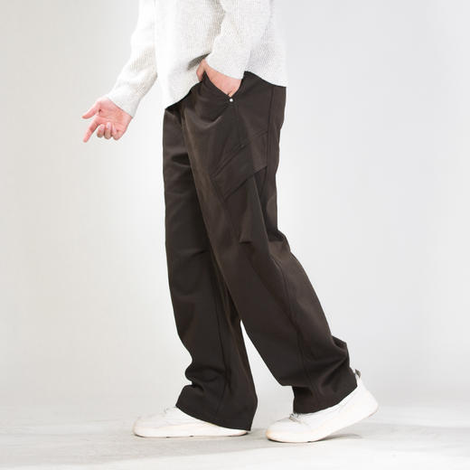 DRONKOO 2025 半松紧腰两侧袋盖复合绒厚轻工装长裤 商品图2