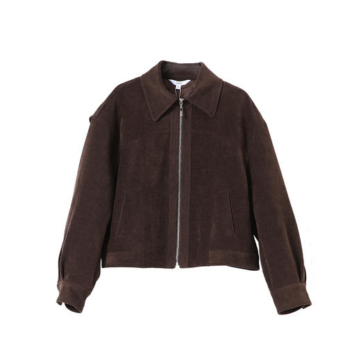 VIMAGE纬漫纪灯芯绒咖色休闲拉链复古翻领夹克外套女2025秋季新款V2410101 商品图6