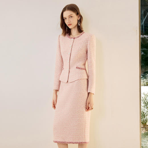 IWY/温缄之言粉紫色小香风粗花呢两件套短款半裙通勤套装25CS840 商品图4