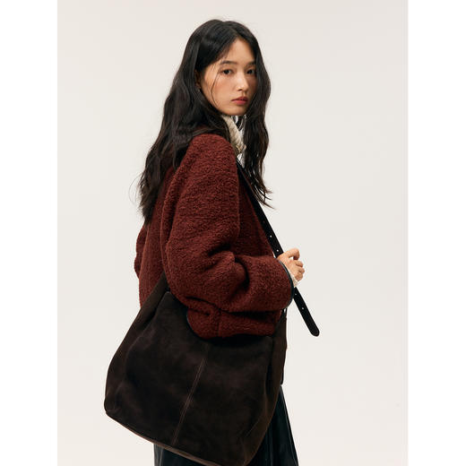 HeyDress双排扣圆领撞色边毛呢外套 商品图2