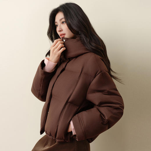 【严选】诗凡黎韩版保暖面包服多色轻型醋纤外套2025冬新款短款连帽羽绒服7G9380141 商品图2