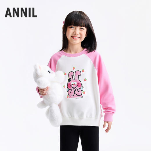 Annil联名款【Hello奶丝兔】女童圆领长袖卫衣秋季新款安奈儿童装EG531720 商品图0