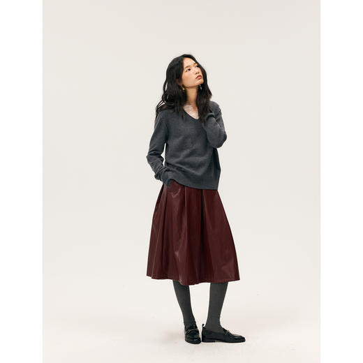 HeyDressA摆叠褶皮革半裙 商品图4