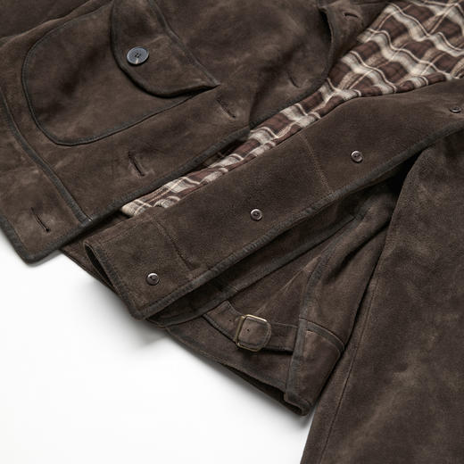 ROMISTUDIO进口羊皮革重擦色洗水复古翻领宽松皮夹克 RWCWWG5579 商品图4